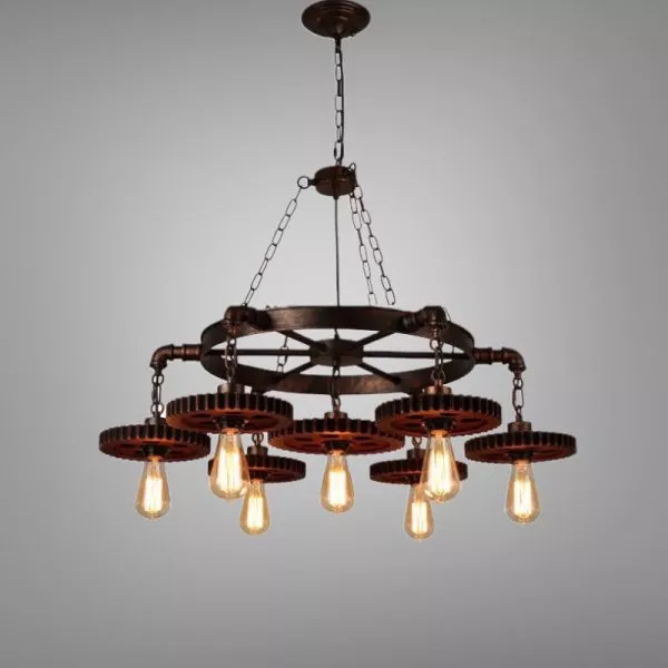 Đèn Thả Decor - Phong Cách Cơ Khí, Thiết Bánh Răng Gỗ Độc Đáo Tdc-112