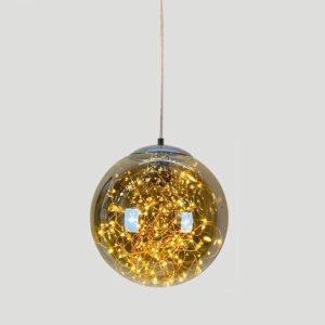 Đèn thả decor – quả cầu thủy tinh đom đóm, màu khói TDC-170
