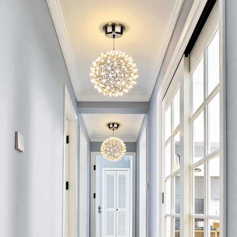 Đèn thả decor - thiết kế quả cầu tuyết màu Inox TDC-95 - Hình ảnh 2