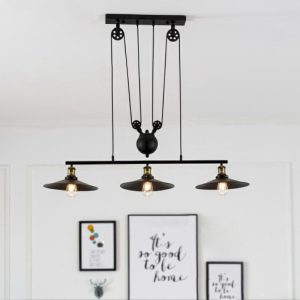 Đèn thả decor – thiết kế khung ngang, chụp sắt 3 bóng nghệ thuật TDC-82