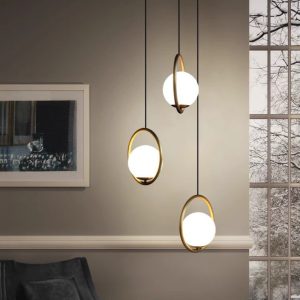 Đèn thả decor – thiết kế moonlight, khung kim loại si vàng đồng cao cấp TDC-85