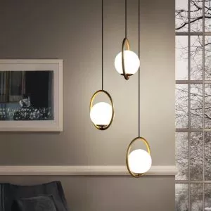 Đèn thả decor – thiết kế moonlight, khung kim loại si vàng đồng cao cấp TDC-85