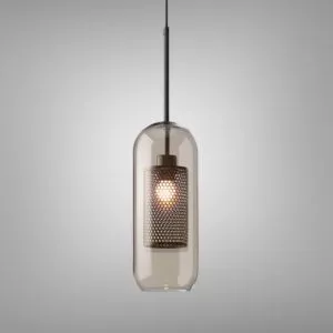 Đèn thả decor – thủy tinh hình trụ, phối lồng sắt cao cấp TDC-1840
