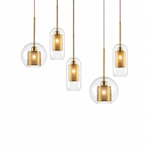 Đèn thả decor – thủy tinh hình trụ, phối lồng sắt cao cấp TDC-1840