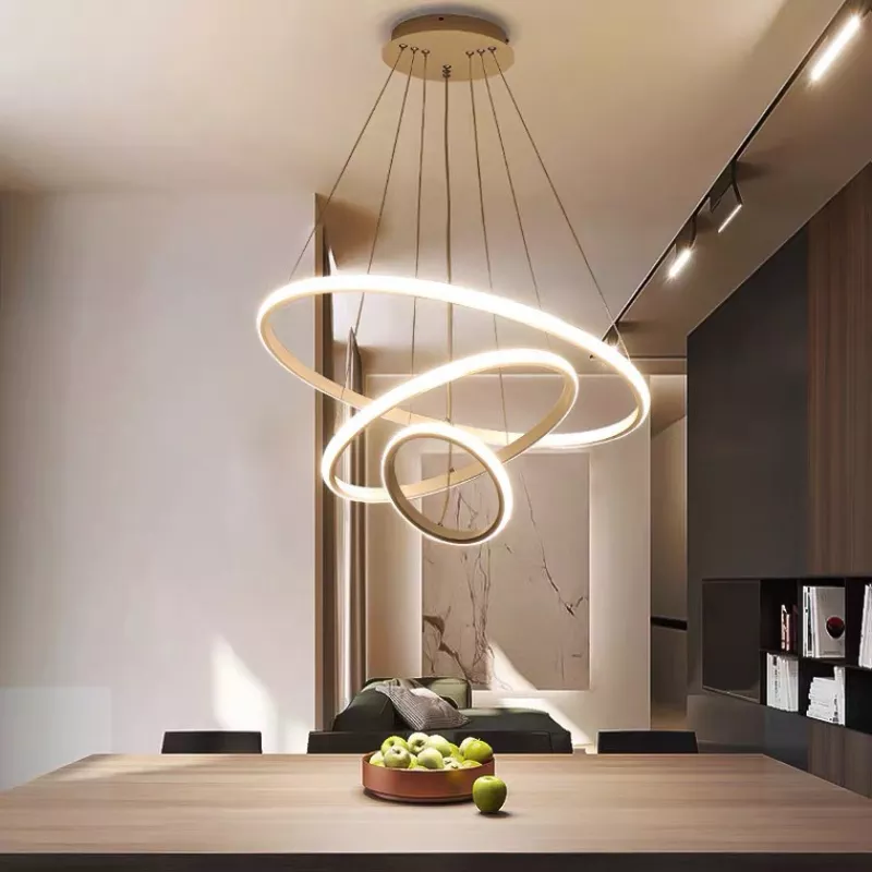 Đèn thả hiện đại, led 3 vòng, thân trắng, vàng cao cấp DT-47 - Hình ảnh 5