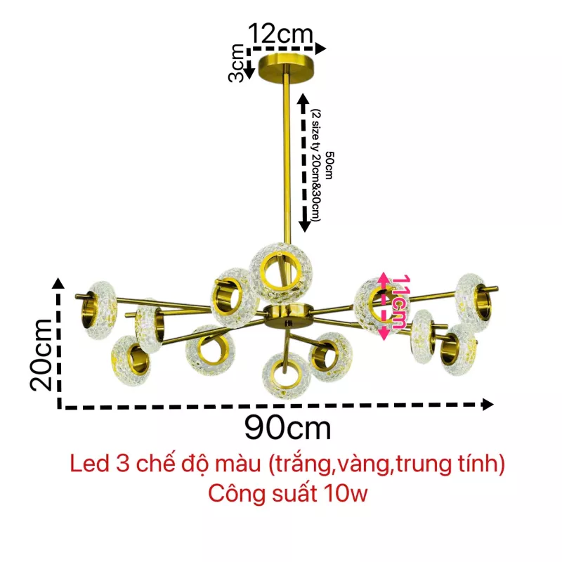 Đèn thả hiện đại phòng khách-bàn ăn, vòng đá phale cao cấp DT-42 - Hình ảnh 3