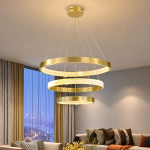 Đèn thả hiện đại – thiết kế 3 vòng, inox vàng cao cấp DT-81