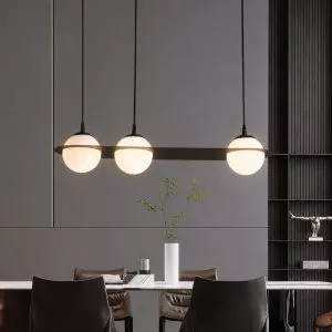 Đèn thả hiện đại, thiết kế mâm ngang, quả cầu thủy tinh đục 3 bóng hiện đại DT-41