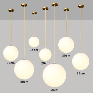 Đèn thả hình quả cầu thủy tinh đục TDC-06