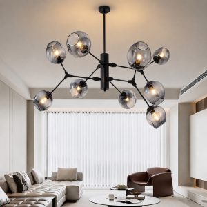 Đèn thả kiểu ngang, 9 chao thủy tinh nghệ thuật DT-76