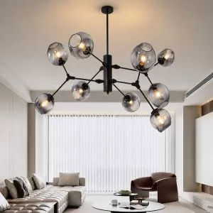 Đèn thả kiểu ngang, 9 chao thủy tinh nghệ thuật DT-76
