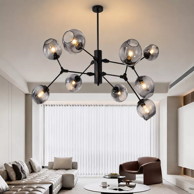 Đèn thả kiểu ngang, 9 chao thủy tinh nghệ thuật DT-76