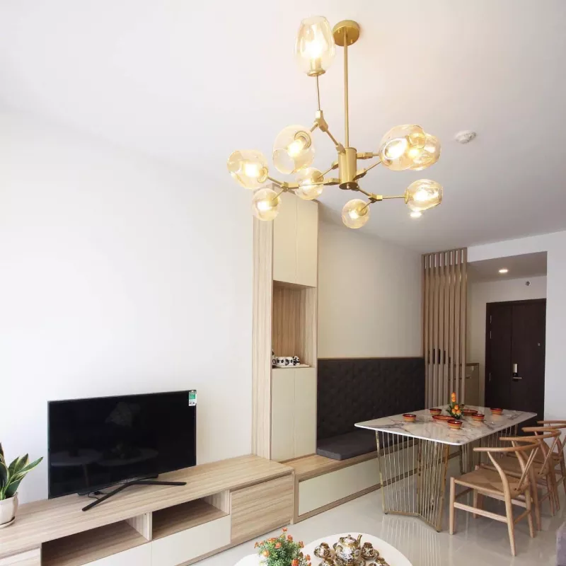 Đèn thả kiểu ngang, 9 chao thủy tinh nghệ thuật DT-76 - Hình ảnh 8