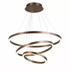Đèn thả LED 3 vòng mika màu Cafe TDC-217