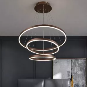 Đèn thả LED 3 vòng mika màu Cafe TDC-217