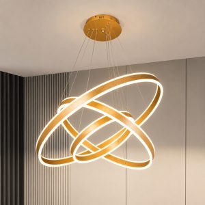Đèn thả Led 3 vòng viền vàng hiện đại DT-51