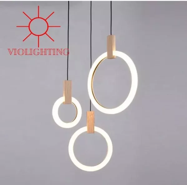 Đèn Thả Led Đuôi Gỗ - Vành Mika Nghệ Thuật Tdc-94
