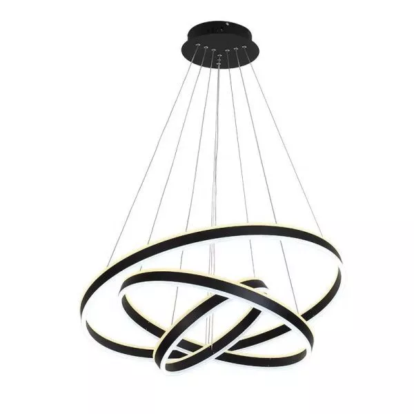 Đèn Thả Led Hiện Đại 3 Vòng Sơn Đen Tdc-197