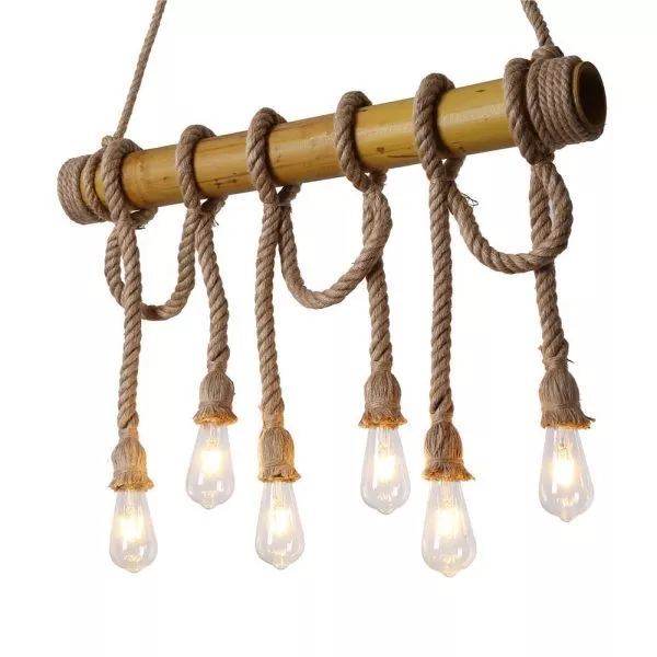 Đèn Thả Ống Tre Ngang Quấn Dây Thừng Tdc-101