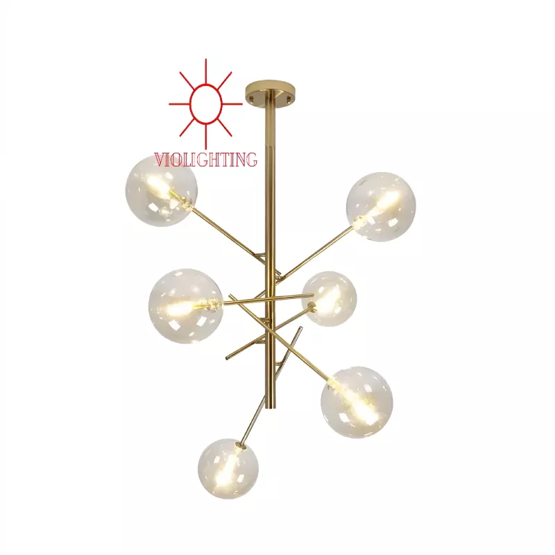 Đèn thả phong cách Bắc Âu, 6 chao thủy tinh DT-56 - Hình ảnh 3
