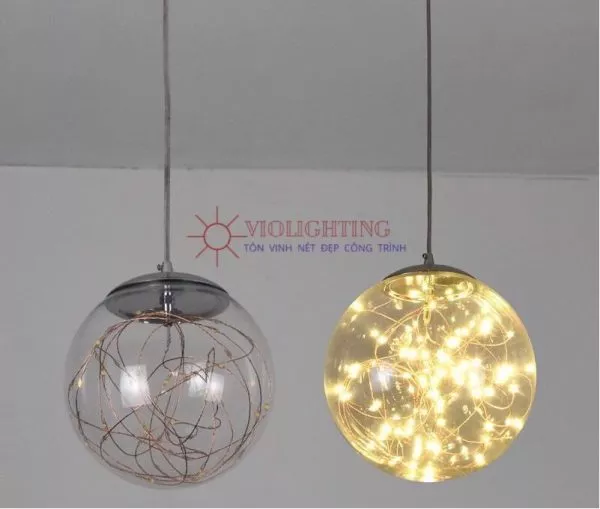 Đèn Thả Quả Cầu Thủy Tinh Đom Đóm, Màu Khói Tdc-170