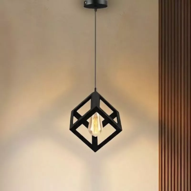 Đèn thả sắt giá rẻ, hình khối vuông TDC-04
