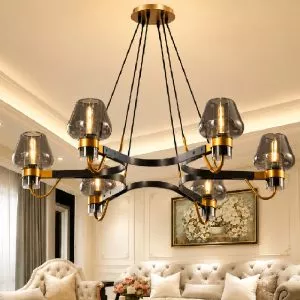 Đèn thả phòng khách, phong cách Bắc Âu, khung kim loại phối chao thủy tinh nghệ thuạt TDC-223