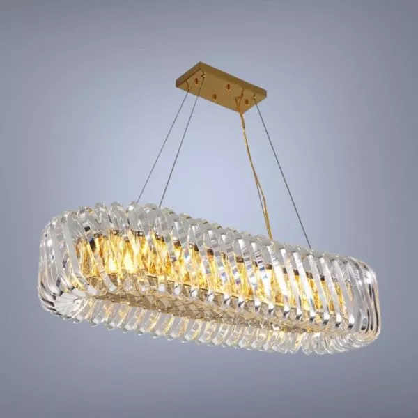 Đèn Trang Trí Phòng Khách-Bàn Ăn, Thân Inox Vàng Ngang, Phối Phale  Dc-1040