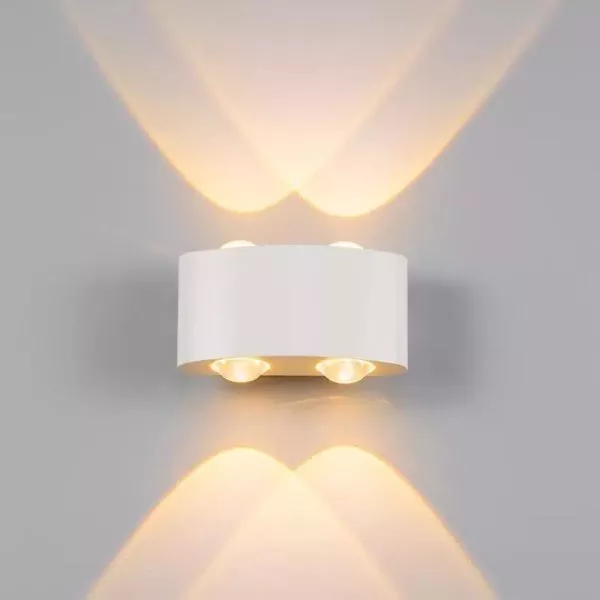 Đèn Tường Led Hiện Đại Ngoài Trời, Hắt 4 Tia, Thiết Kế Khối Bầu Vnt-334