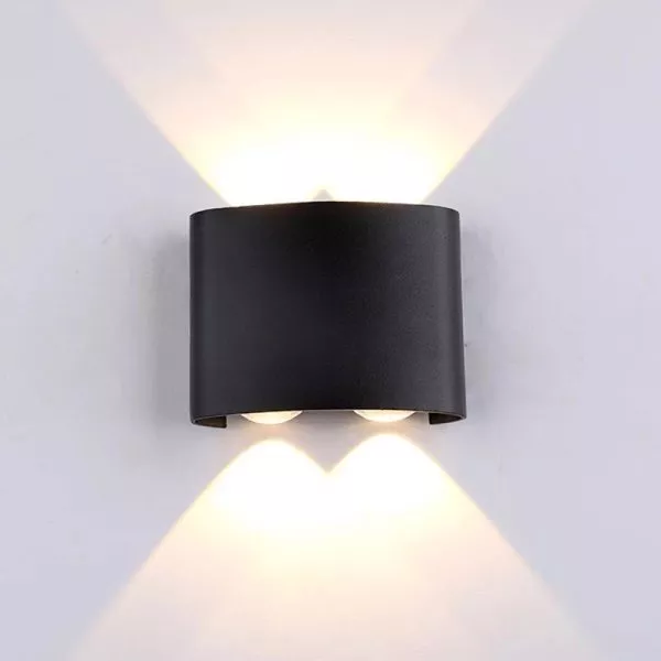Đèn Tường Led Hiện Đại Ngoài Trời, Hắt 4 Tia, Thiết Kế Khối Bầu Vnt-334