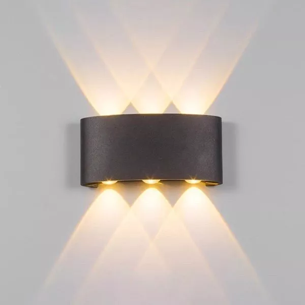 Đèn Tường Led Hiện Đại Ngoài Trời, Hắt 6 Tia, Thiết Kế Khối Bầu Vnt-335