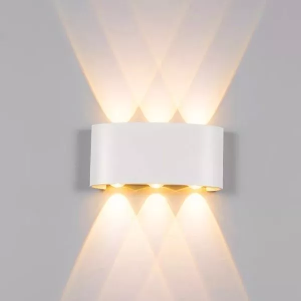 Đèn Tường Led Hiện Đại Ngoài Trời, Hắt 6 Tia, Thiết Kế Khối Bầu Vnt-335
