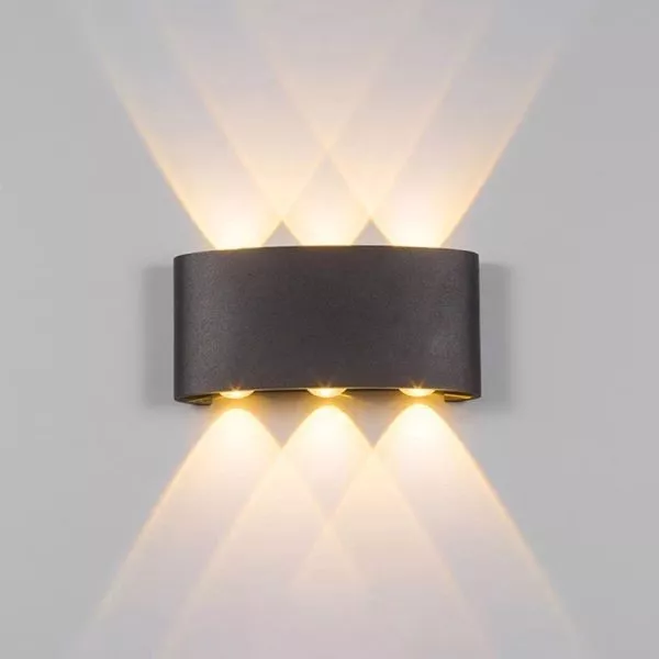 Đèn Tường Led Hiện Đại Ngoài Trời, Hắt 6 Tia, Thiết Kế Khối Bầu Vnt-335