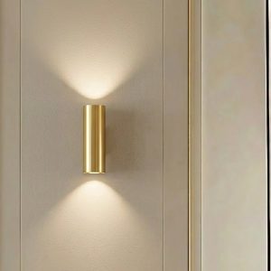 Đèn tường trong nhà, kim loại si vàng đồng cao cấp, hình trụ GT-231