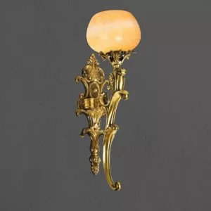 Đèn vách đồng nguyên chất thiết kế tay nến, chao đá cẩm thạch VD-193