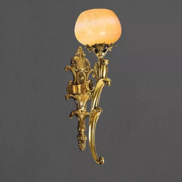 Đèn Vách Đồng Nguyên Chất Thiết Kế Tay Nến, Chao Đá Cẩm Thạch Vd-193
