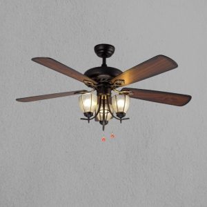 Quạt trần đèn,5 cánh gỗ, thiết kế cổ điển QT-130