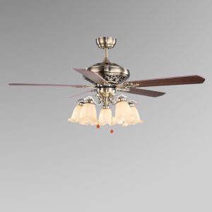 Quạt trần đèn, 5 cánh gỗ, thiết kế cổ điển QT-137