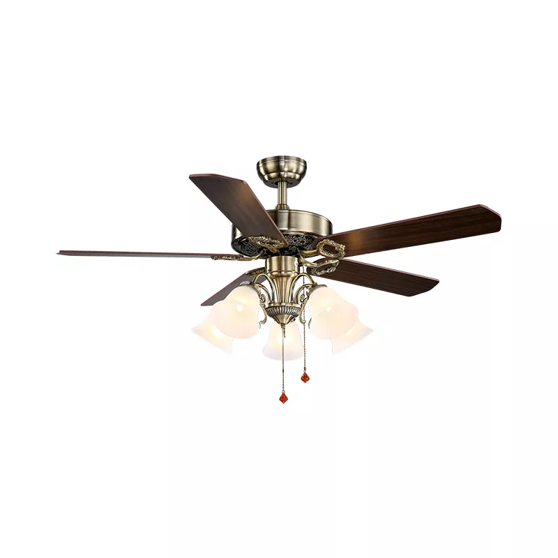 Quạt trần đèn, 5 cánh gỗ, thiết kế cổ điển QT-138 - Hình ảnh 2