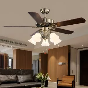 Quạt trần đèn, 5 cánh gỗ, thiết kế cổ điển QT-138