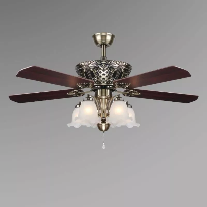 Quạt trần đèn, 5 cánh gỗ, thiết kế cổ điển QT-150 - Hình ảnh 2
