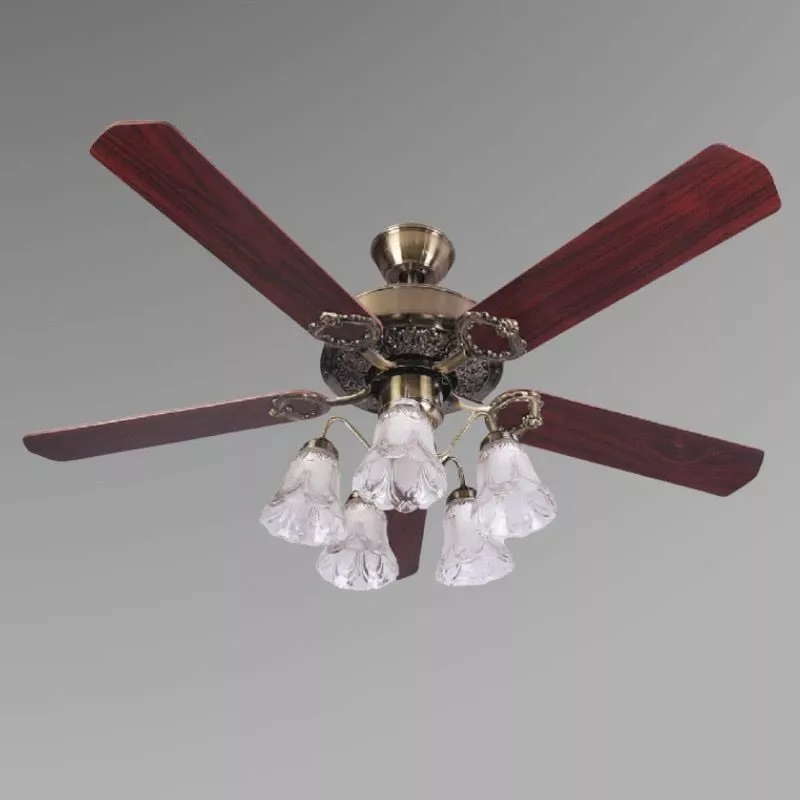 Quạt trần đèn, 5 cánh gỗ, thiết kế cổ điển QT-154 - Hình ảnh 2