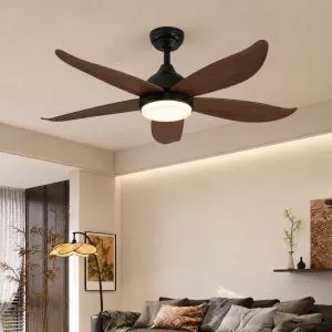 Quạt trần đèn, 5 cánh gỗ, thiết kế hiện đại QT-153