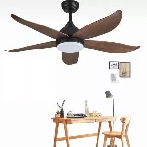 Quạt trần đèn,5 cánh gỗ, thiết kế hiện đại QT-153