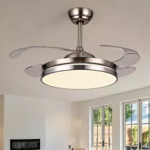 Quạt trần đèn, cánh xếp, thiết kế hiện đại QT-123