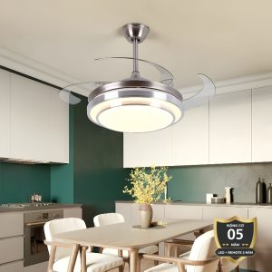 Quạt trần đèn, cánh xếp, thiết kế hiện đại QT-126