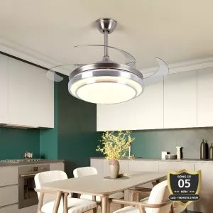 Quạt trần đèn, cánh xếp, thiết kế hiện đại QT-126