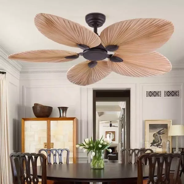 Quạt Trần Thiết Kế 5 Cánh Lá Cọ Nghệ Thuật  Qt-110