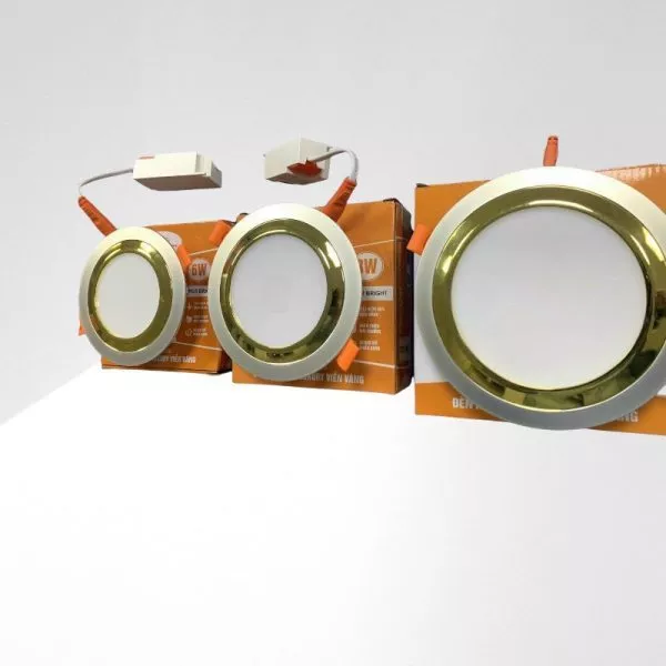 Đèn Downlight Âm Trần Mặt Cong, Viền Màu Bạc/Vàng, 3 Màu Giá Rẻ Hc-Atplus