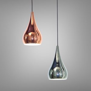 Đèn thả decor – kim loại thiết kế giọt nước, si màu crome/vàng hồng cao cấp TDC163